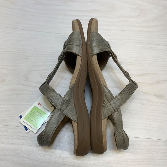 Taos Sandal Womens 6 Gray Swifty Open Toe Ankle Straps Slip On Casual Leather - Picture 3 of 11